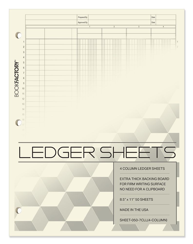 BookFactory Ledger Sheets / 4 Column Accounting Ledger Columnar (Four Columns) Loose Paper - 8.5 bookfactory-ledger-sheets-4-column-accounting-ledger-columnar-four-columns-loose-paper-8-5-x-11-50-pages-loose-leaf-sheet-format