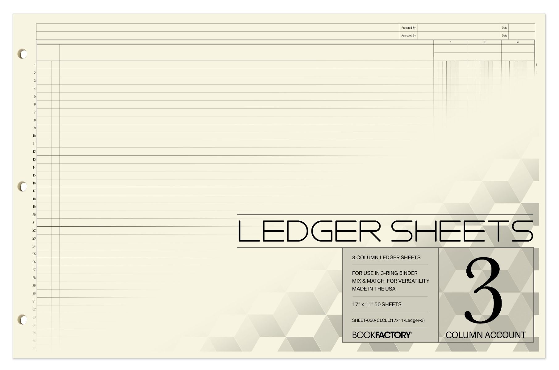 BookFactory Ledger Sheets/Large 3 Column Accounting Ledger Columnar ...