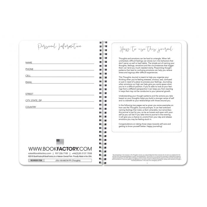 BookFactory Thoughts Journal/Thought Diary/Log Book, 100 Pages - 6 