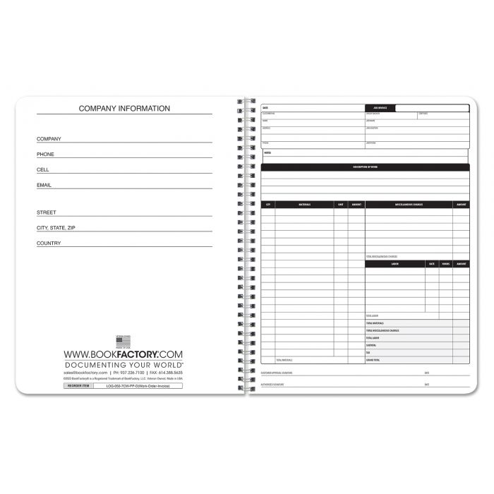 BookFactory Work Order Invoice Book/Contractor Carbonless Job BookFactory Work Order Invoice Book/Contractor Carbonless Job