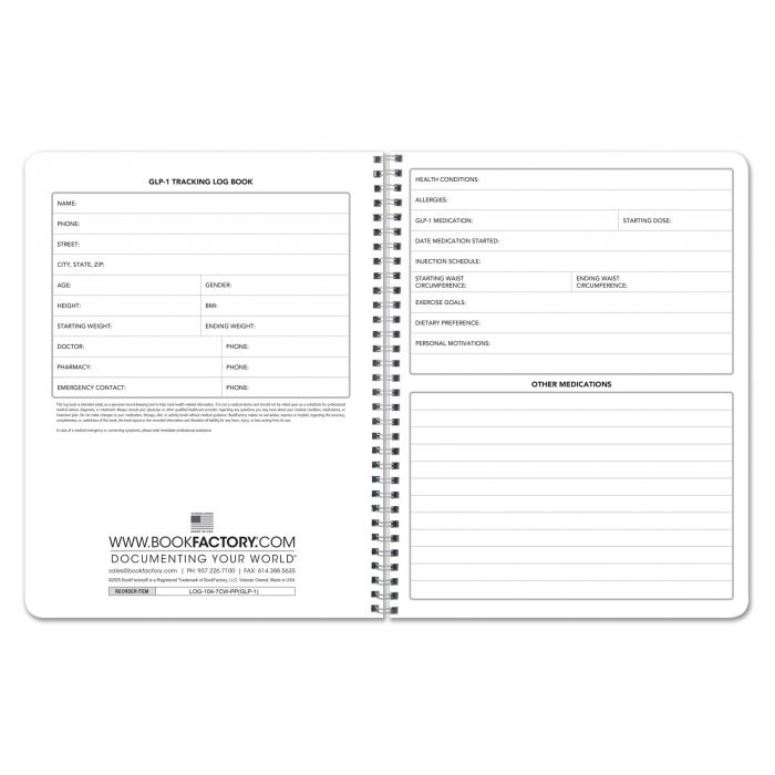 glp 1 tracker template BookFactory GLP-1 Tracking Log Book / 8.5