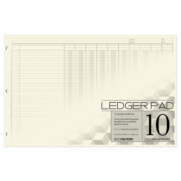 BookFactory Ledger Pad/Large 10 Column Accounting Ledger Columnar (Ten ...