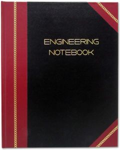 Engineering Notebook - 96 Pages (Quad Ruled - .25" Engineering Grid), 8" x 10", Black and Burgundy Professional Cover, Smyth Sewn Hardbound